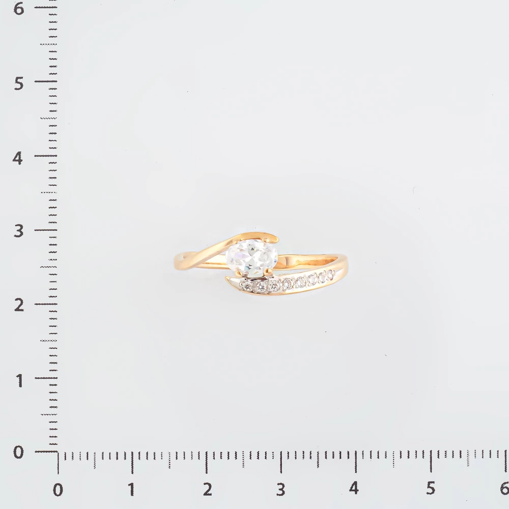 Кольцо с фианитом из красного золота 585 пробы