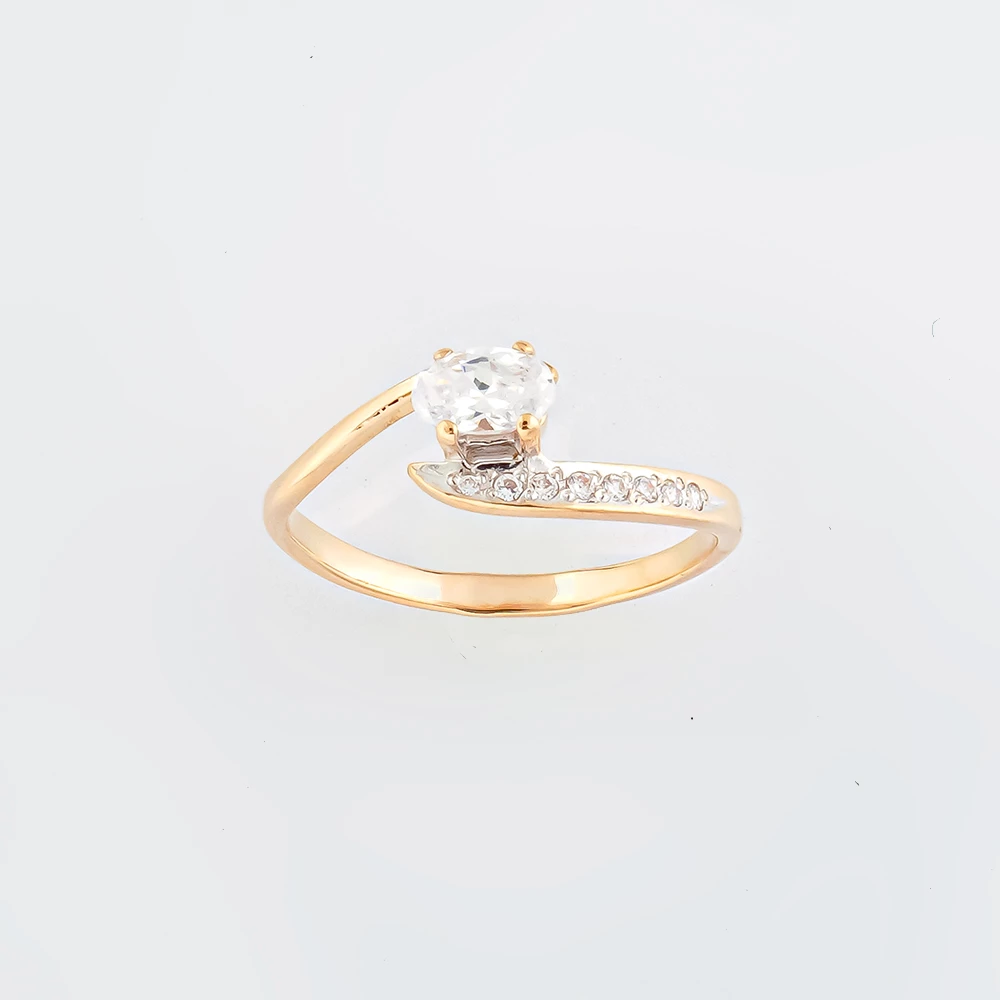 Кольцо с фианитом из красного золота 585 пробы