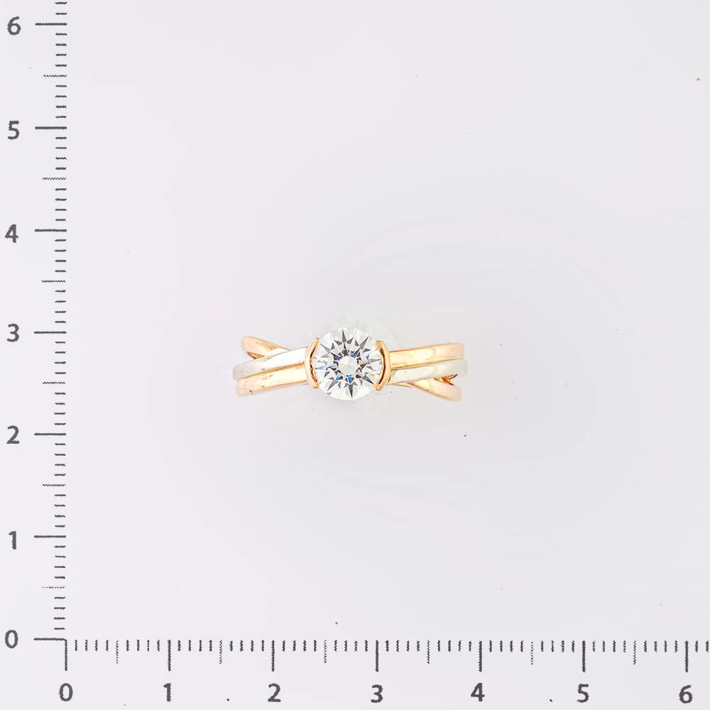 Кольцо с фианитом из красного золота 585 пробы