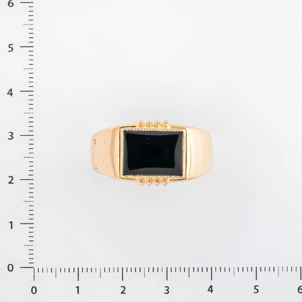 Кольцо с ониксом из красного золота 585 пробы