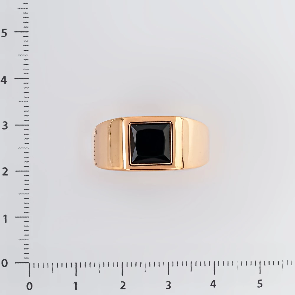 Кольцо с ониксом из красного золота 585 пробы