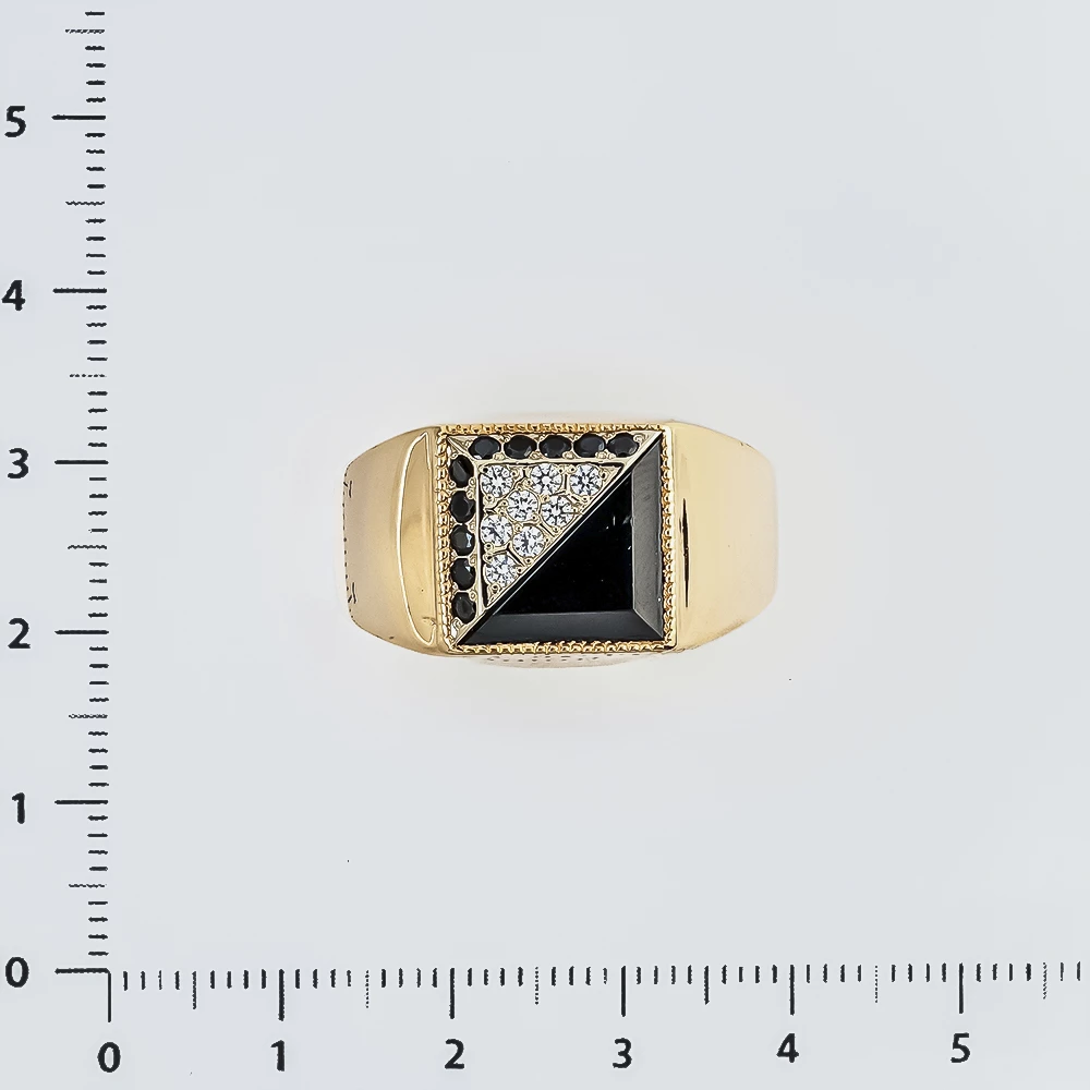Кольцо с ониксом из красного золота 585 пробы