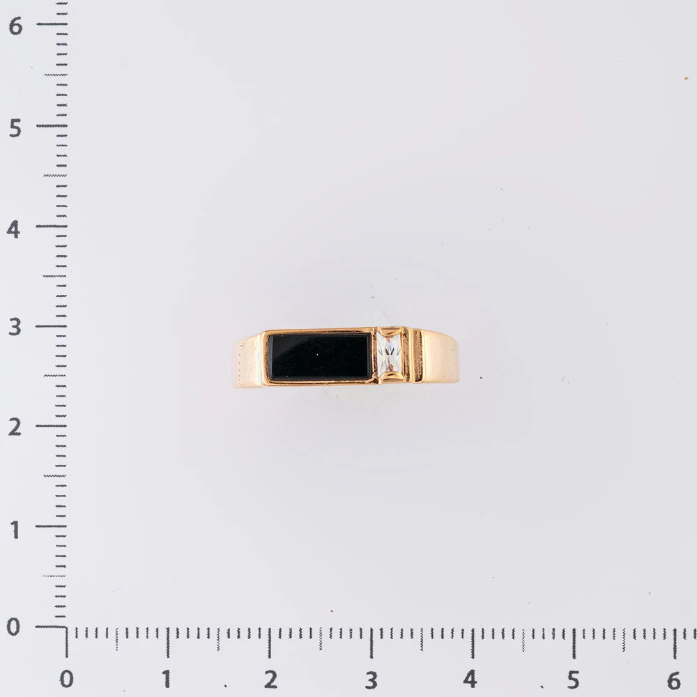 Кольцо с ониксом из красного золота 585 пробы
