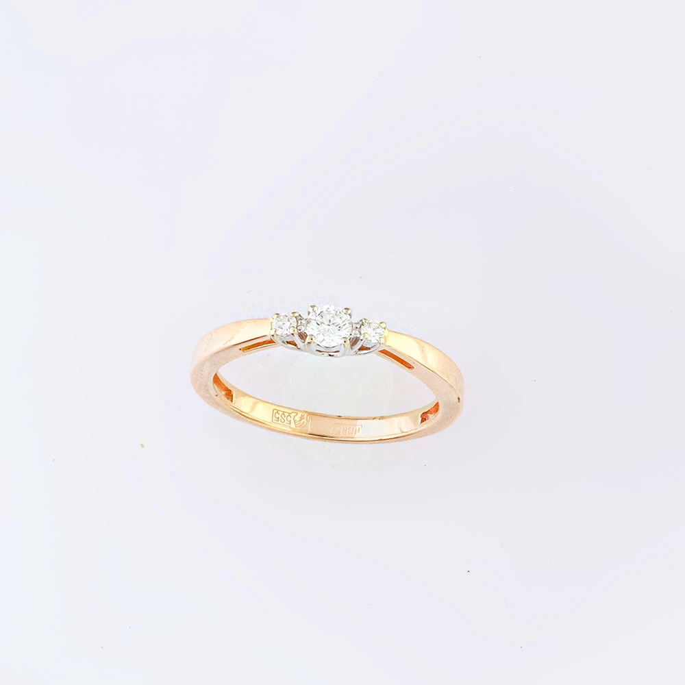 Кольцо с бриллиантом из красного золота 585 пробы