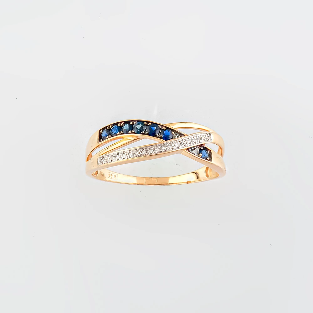 Кольцо с сапфиром из красного золота 585 пробы Кольцо с сапфиром из красного золота 585 пробы