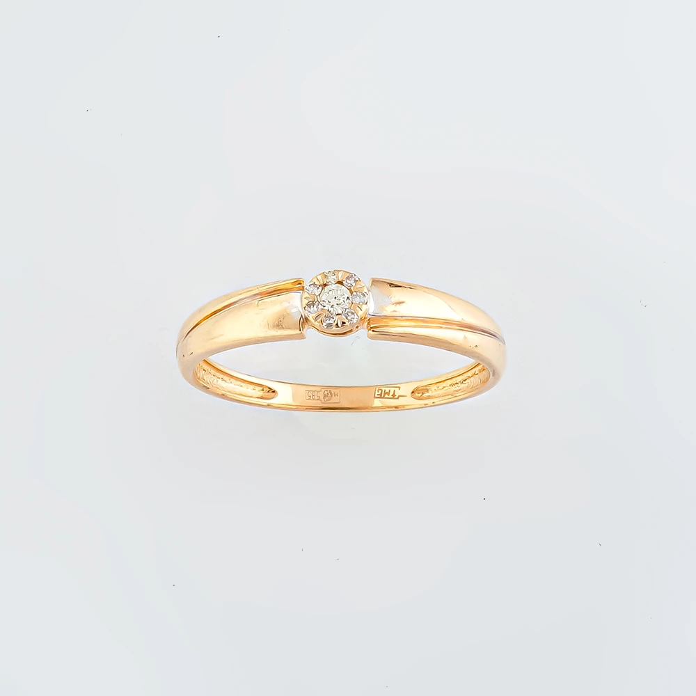 Кольцо с бриллиантом из красного золота 585 пробы