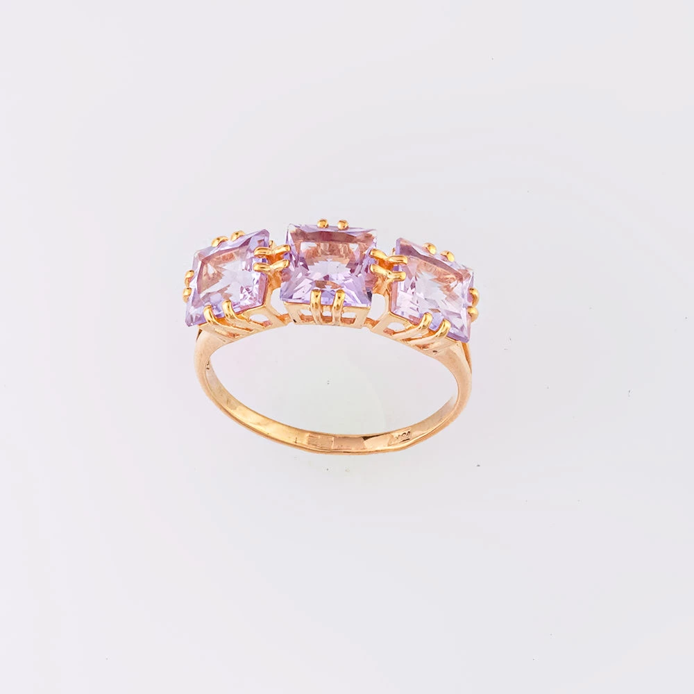 Кольцо с аметистом из красного золота 585 пробы