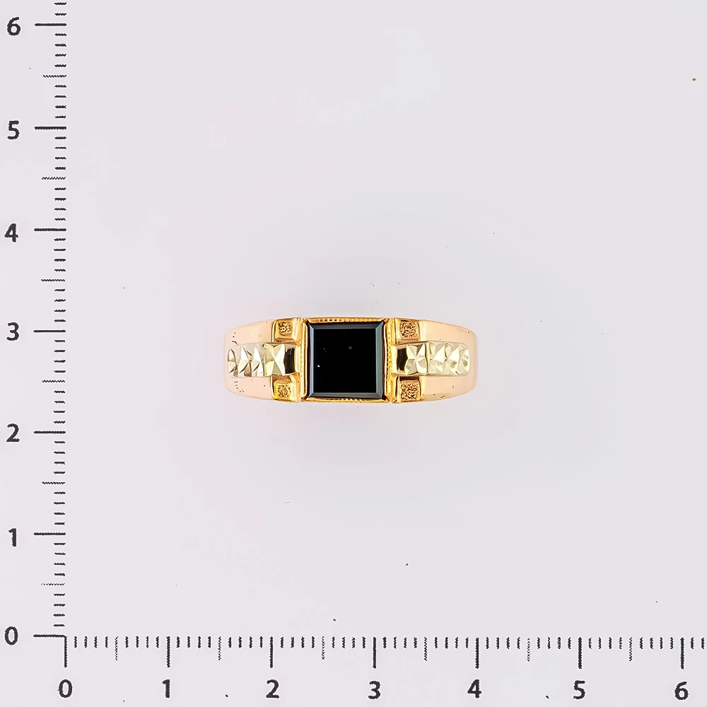 Кольцо с ониксом из красного золота 585 пробы