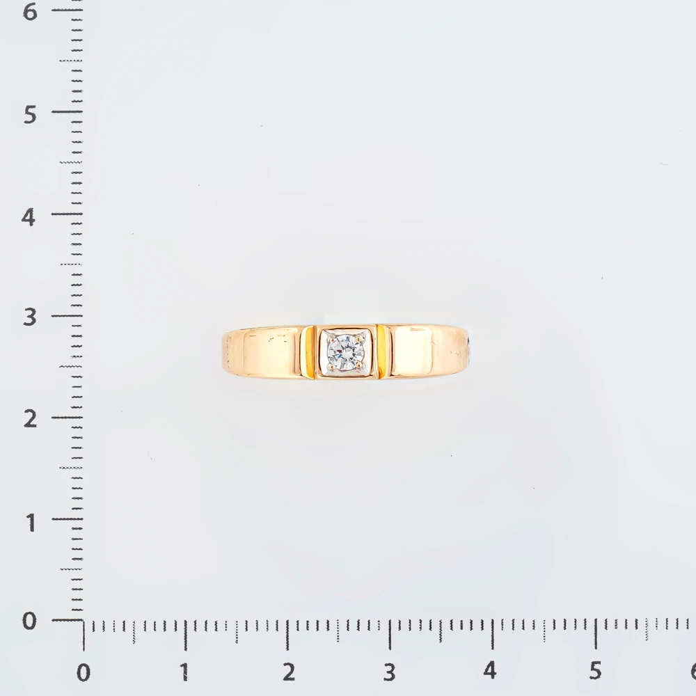 Кольцо с фианитом из красного золота 585 пробы