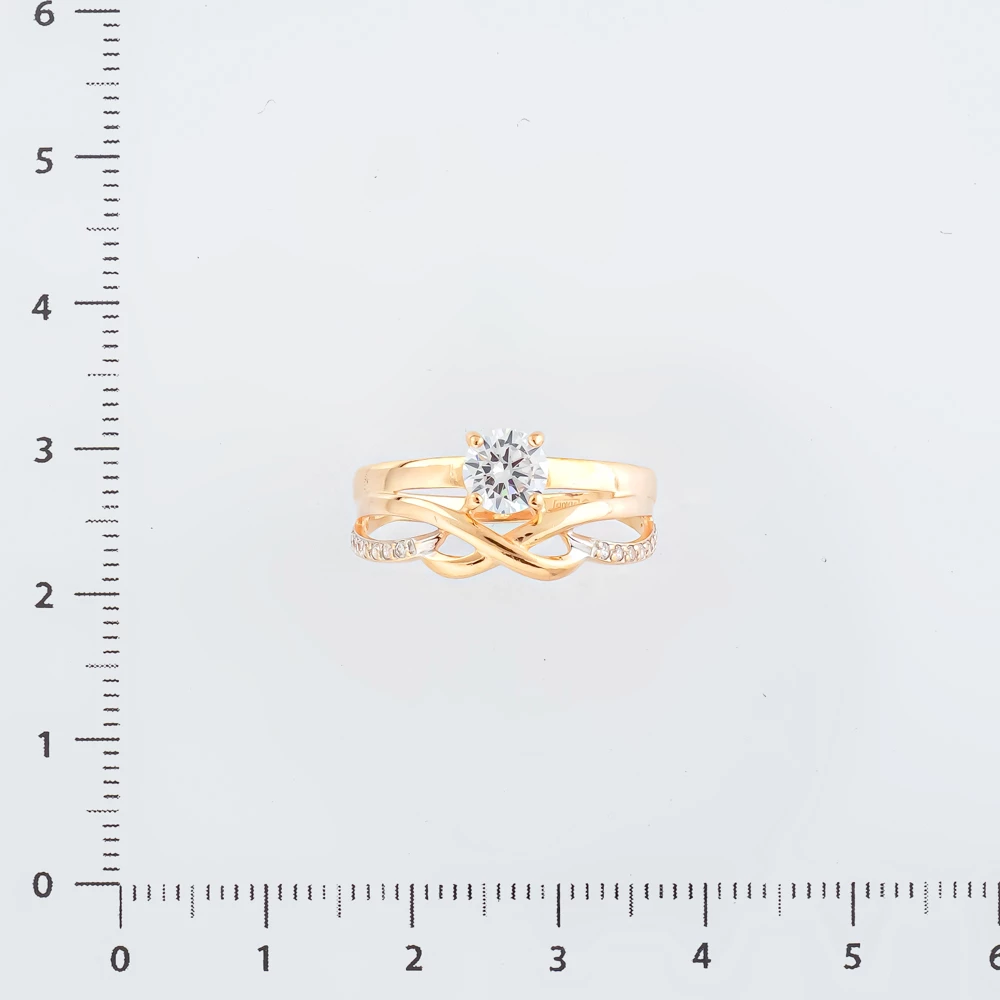 Кольцо с фианитом из красного золота 585 пробы