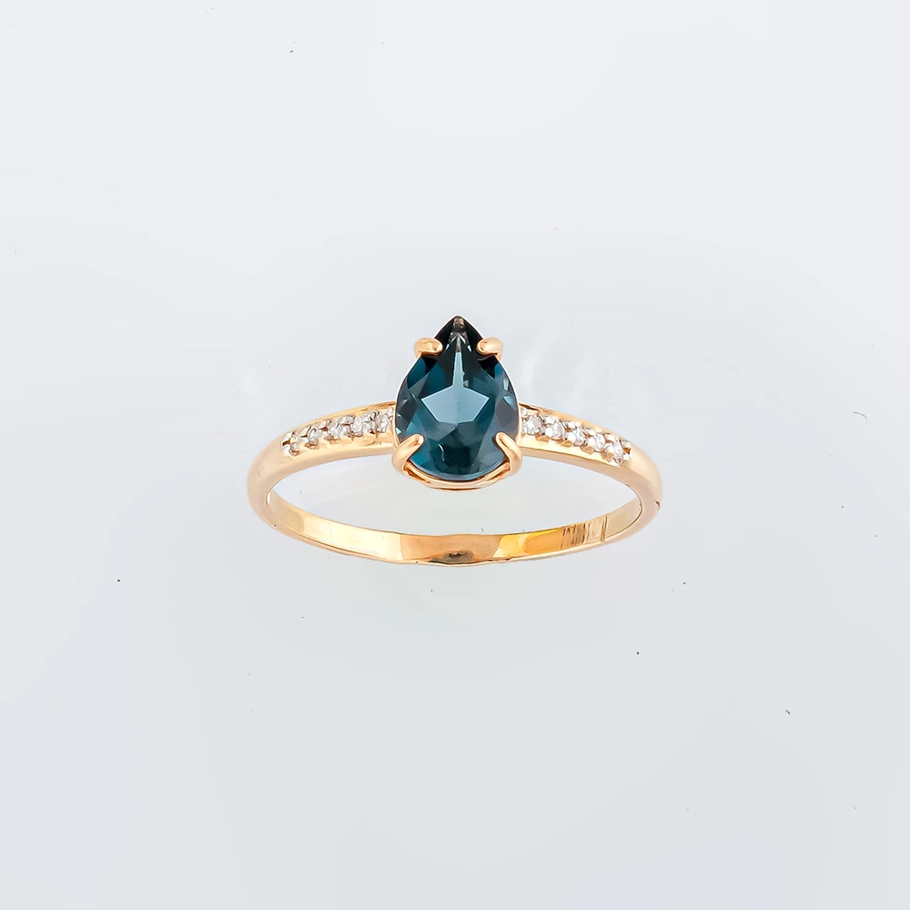 Кольцо с топазом лондон из красного золота 585 пробы