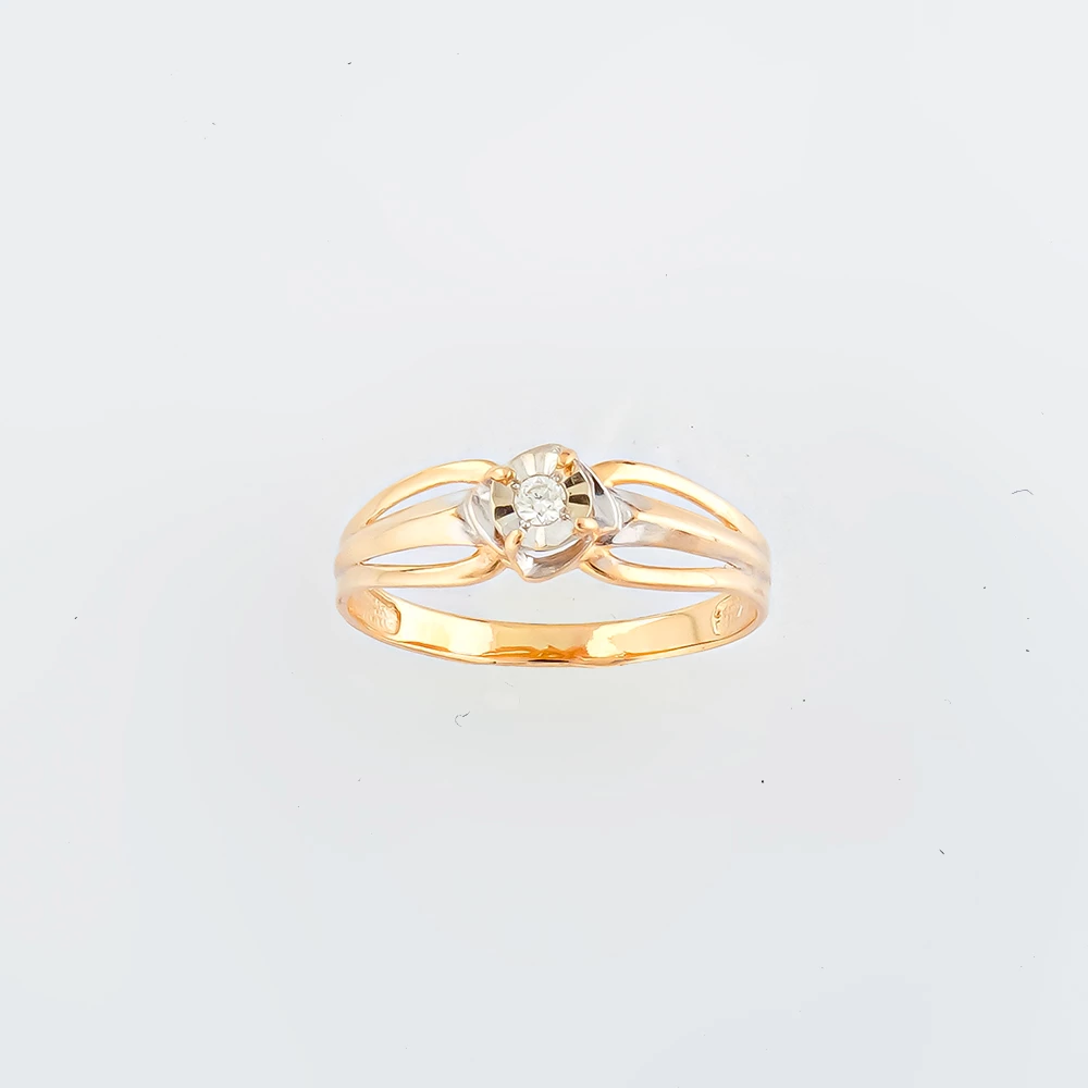 Кольцо с бриллиантом из красного золота 585 пробы