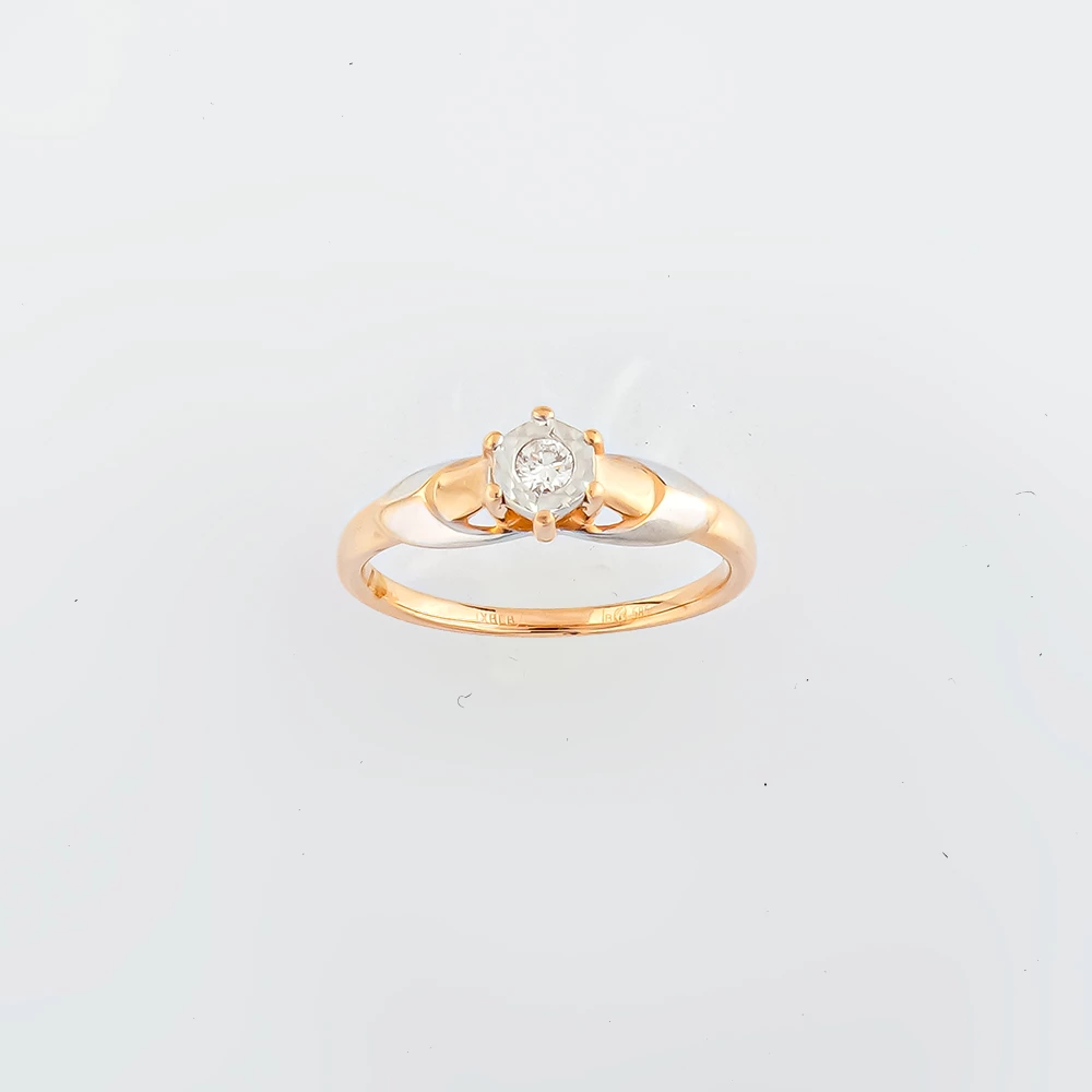 Кольцо с бриллиантом из красного золота 585 пробы