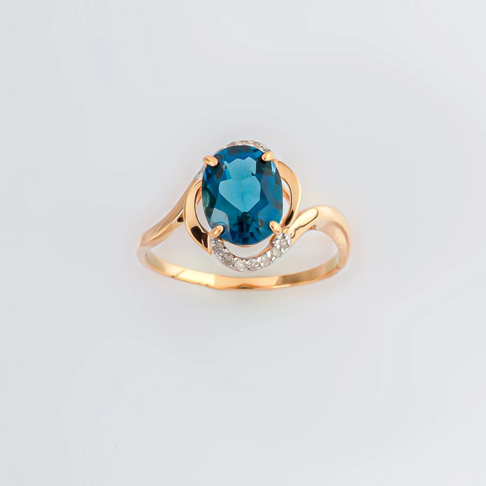 Кольцо с топазом лондон из красного золота 585 пробы