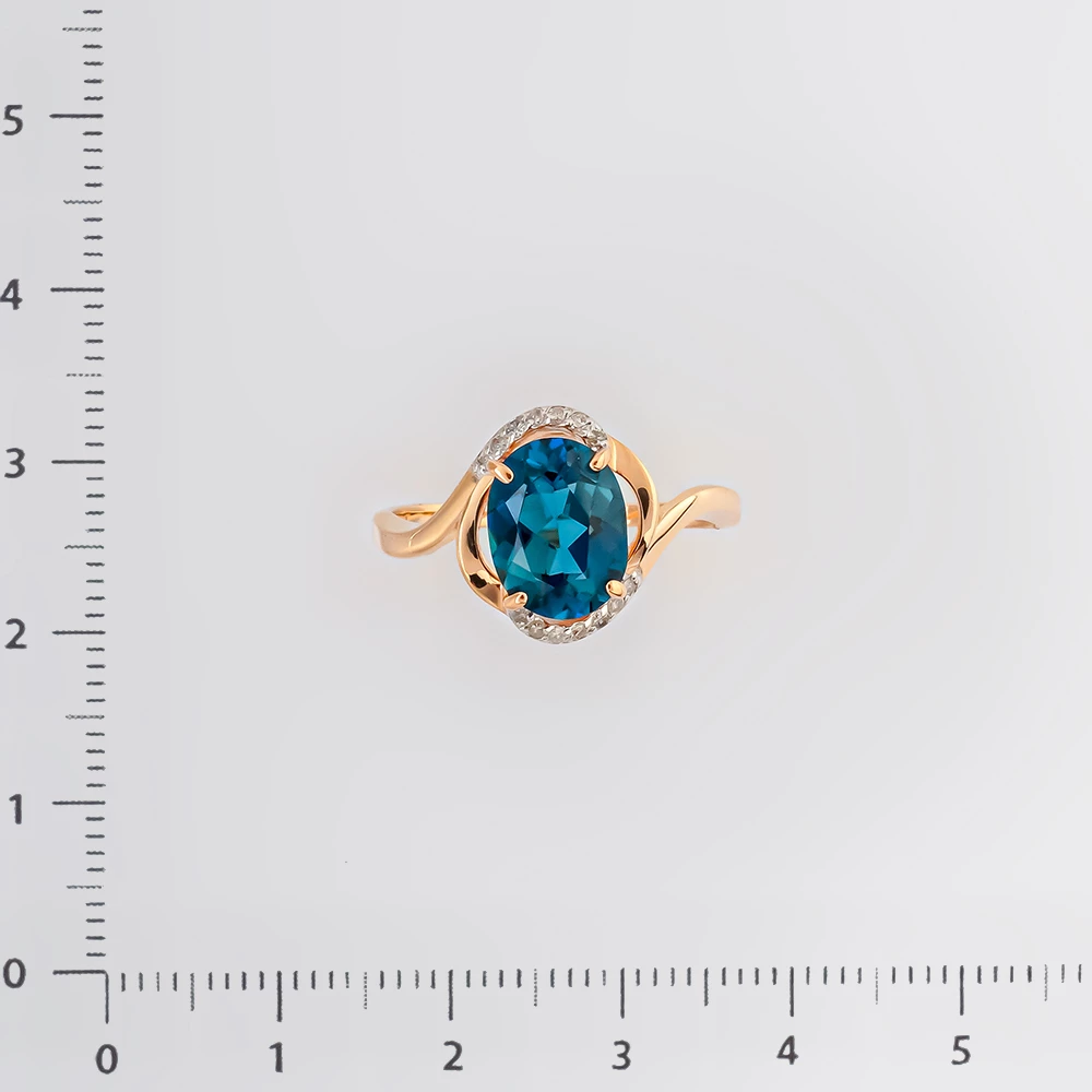 Кольцо с топазом лондон из красного золота 585 пробы