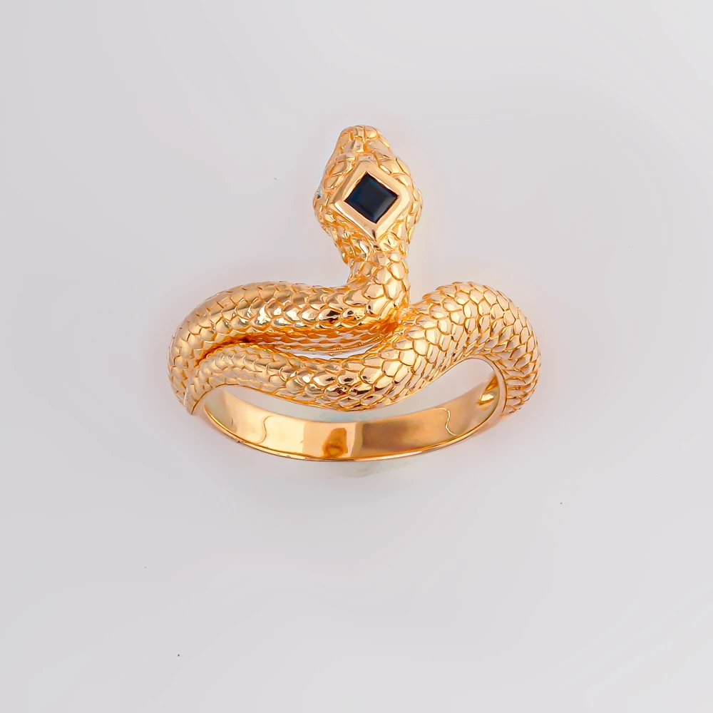 Кольцо с сапфиром синтетическим из красного золота 585 пробы Кольцо с сапфиром синтетическим из красного золота 585 пробы