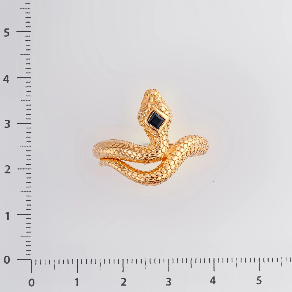 Кольцо с сапфиром синтетическим из красного золота 585 пробы Кольцо с сапфиром синтетическим из красного золота 585 пробы