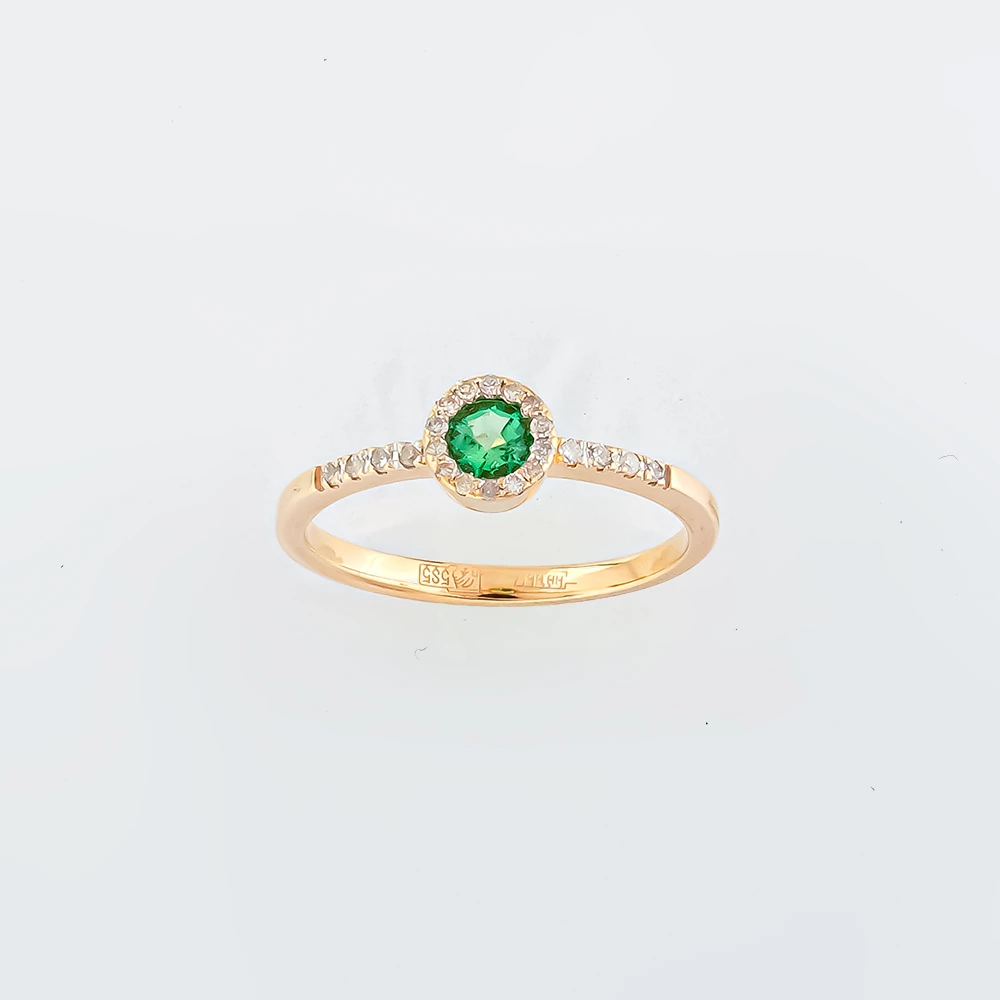 Кольцо с изумрудом из красного золота 585 пробы