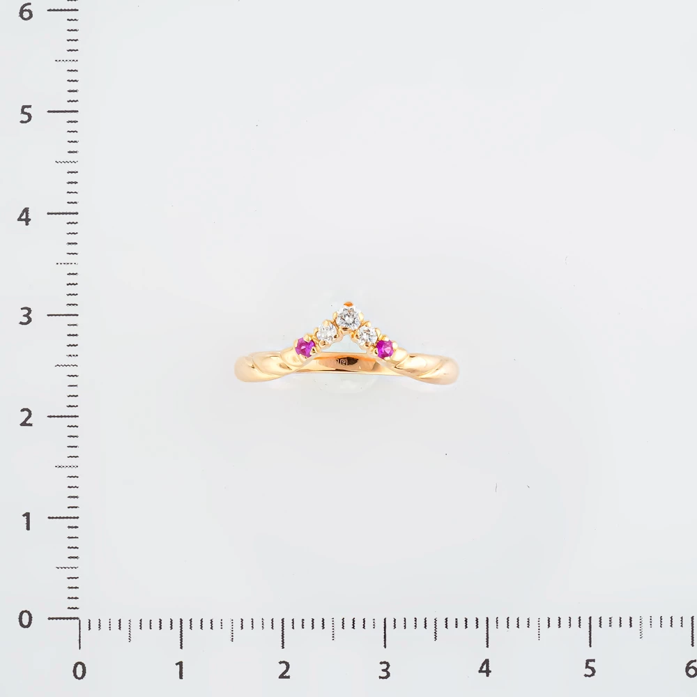 Кольцо с рубином синтетическим из красного золота 585 пробы