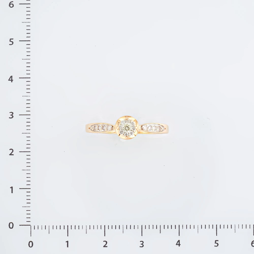 Кольцо с бриллиантом из красного золота 585 пробы