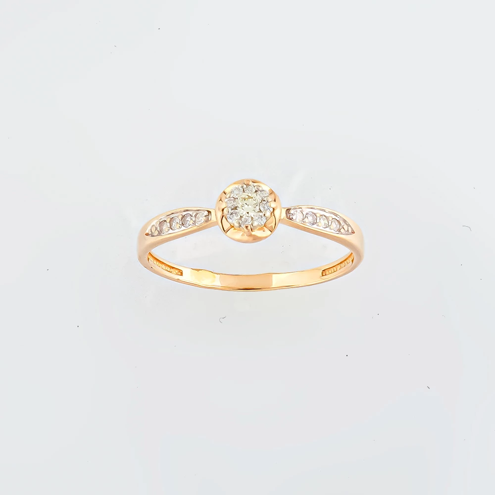 Кольцо с бриллиантом из красного золота 585 пробы