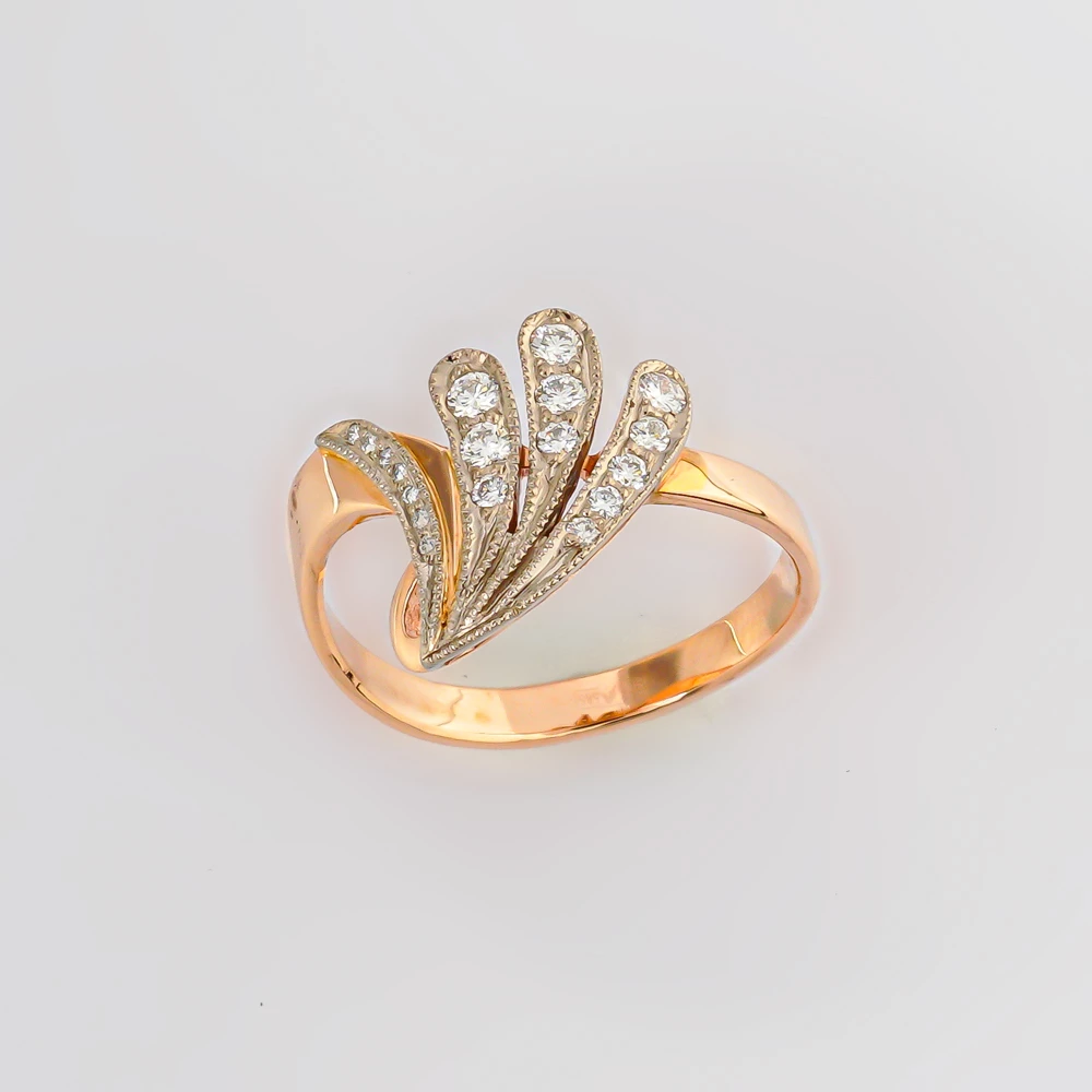 Кольцо с бриллиантом из красного золота 585 пробы