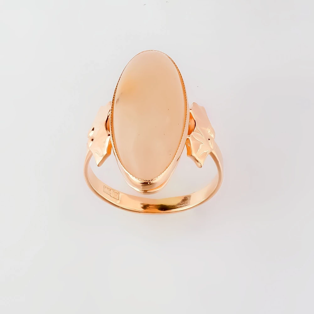 Кольцо с халцедоном из красного золота 583 пробы