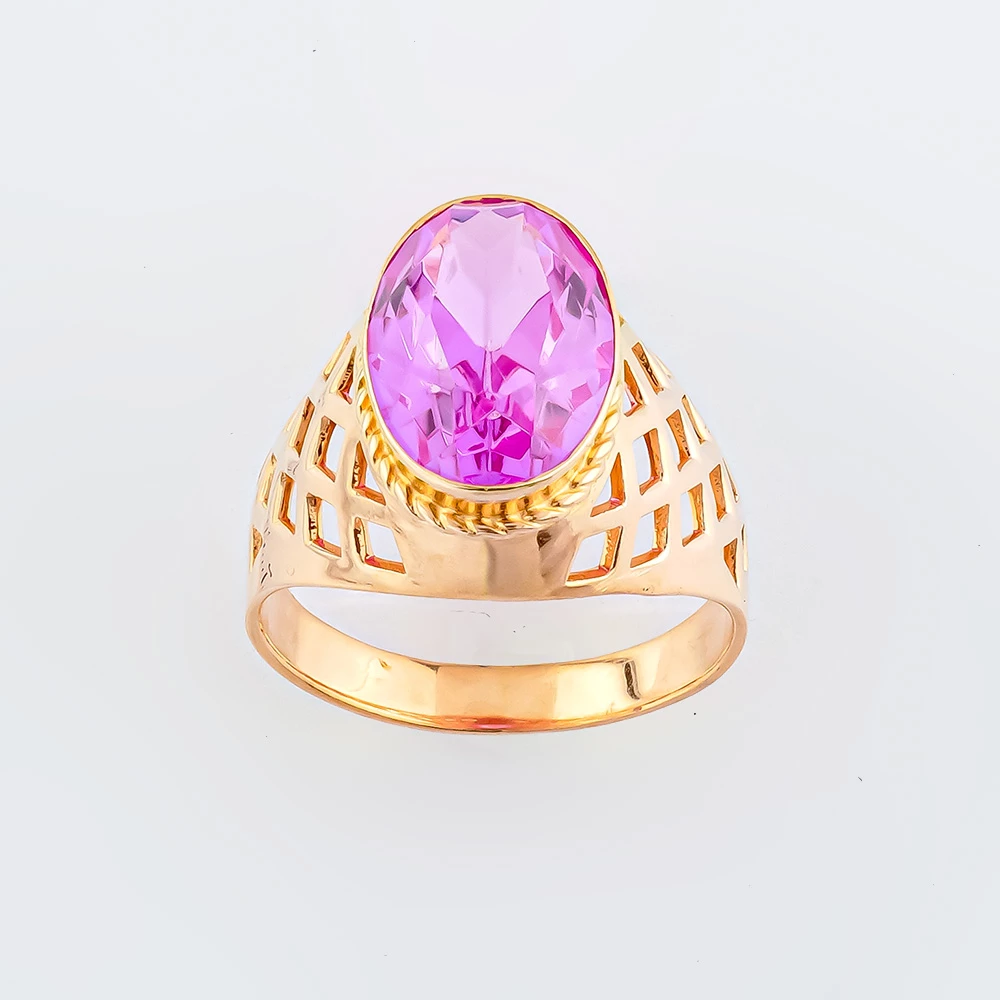 Кольцо с фианитом из красного золота 583 пробы