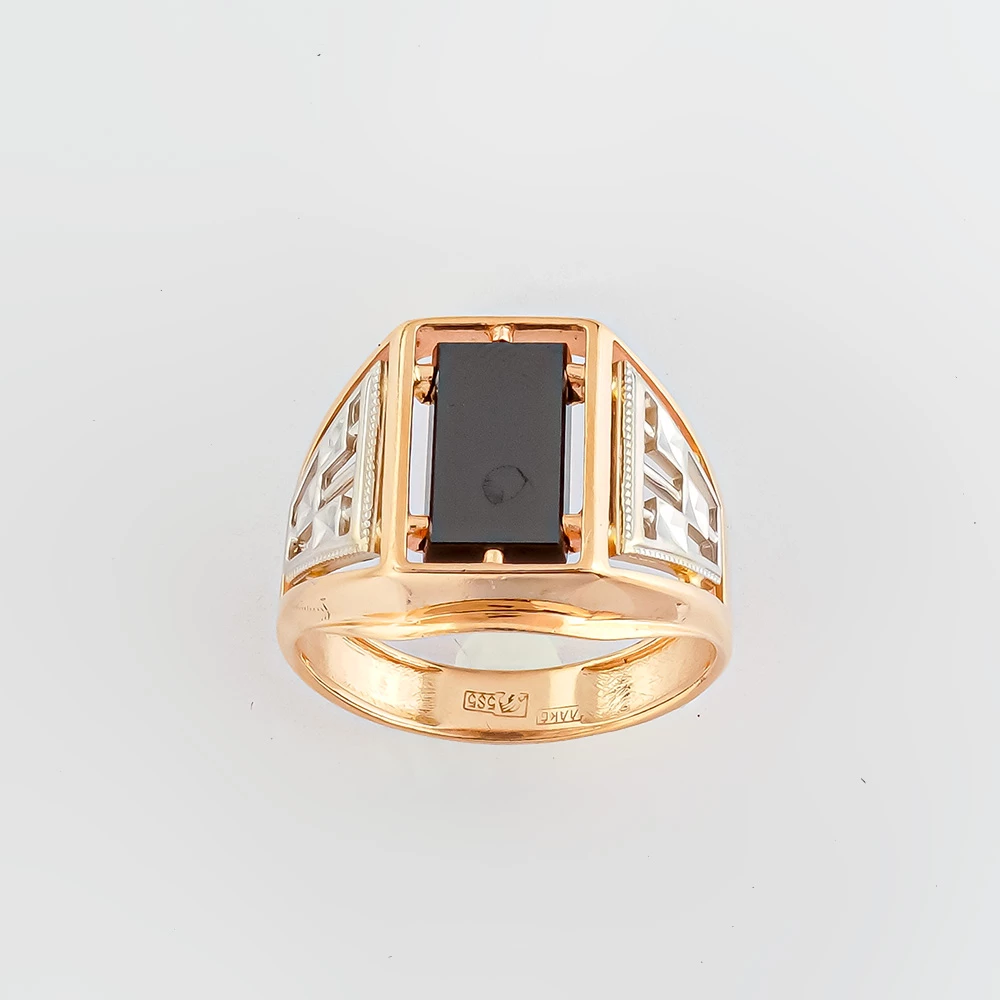 Кольцо с агатом из красного золота 585 пробы