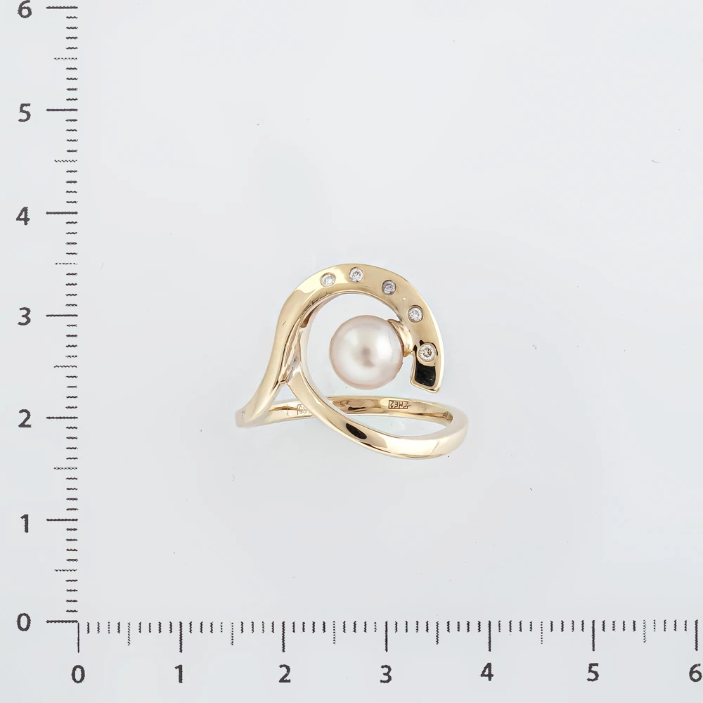 Кольцо с культивированным жемчугом из белого золота 585 пробы