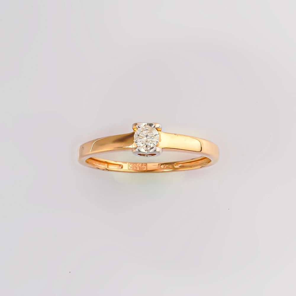 Кольцо с бриллиантом из красного золота 585 пробы