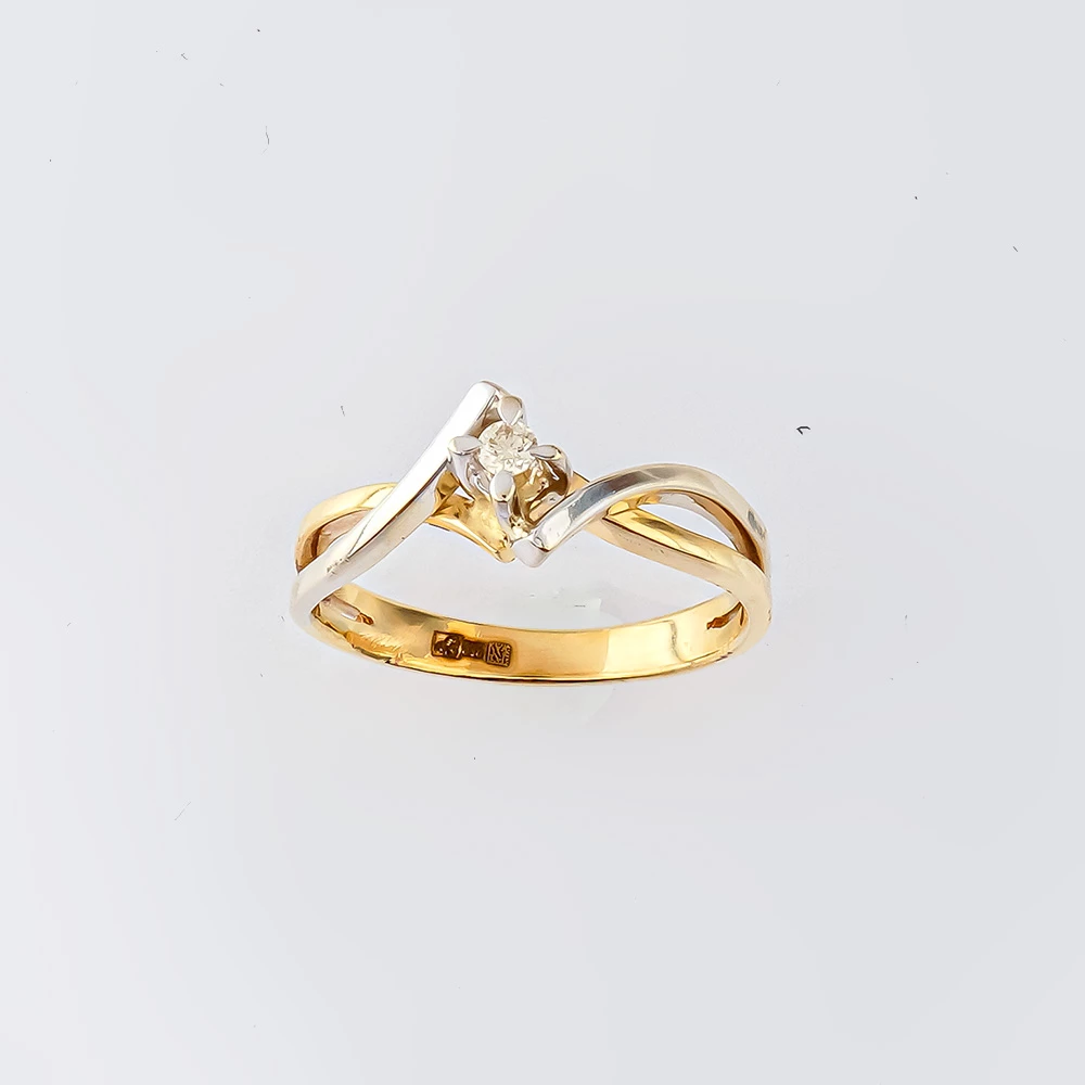 Кольцо с бриллиантом из желтого золота 585 пробы