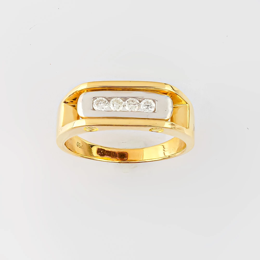 Кольцо с бриллиантом из желтого золота 750 пробы