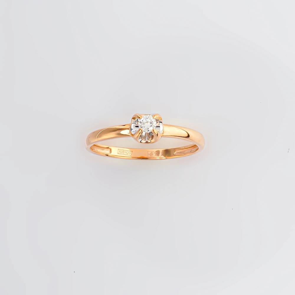 Кольцо с бриллиантом из красного золота 585 пробы