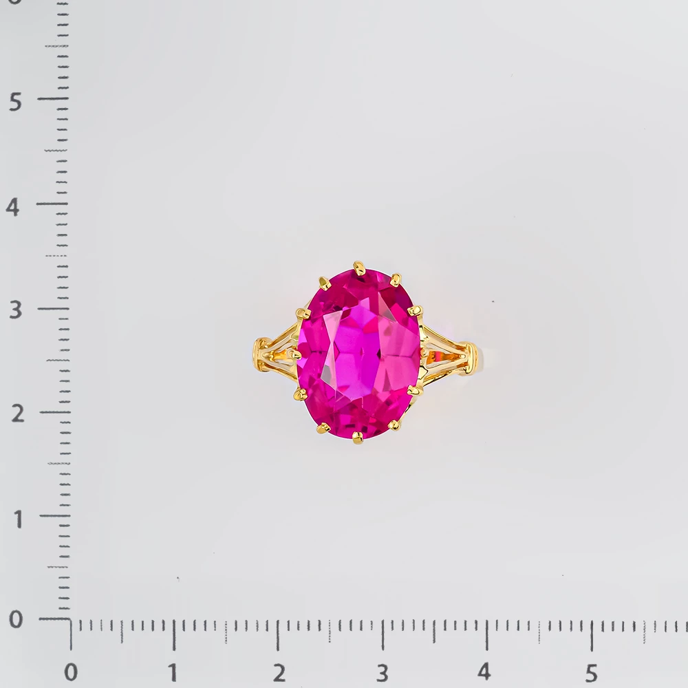 Кольцо с фианитом из желтого золота 750 пробы