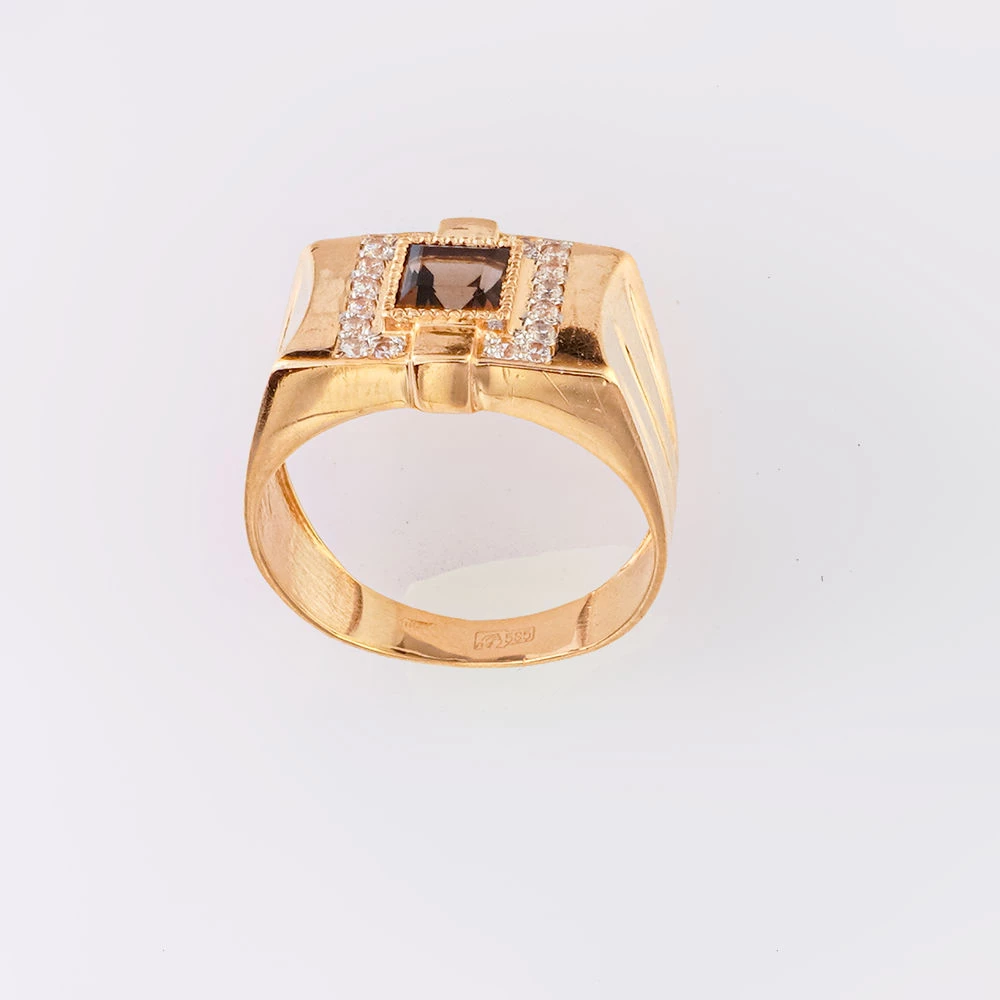 Кольцо с раух-топазом из красного золота 585 пробы 1