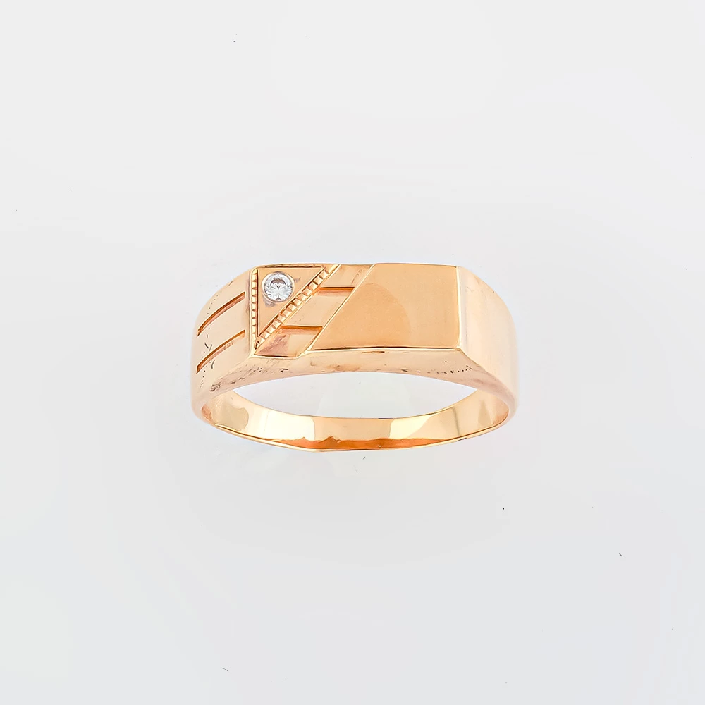Кольцо с фианитом из красного золота 585 пробы
