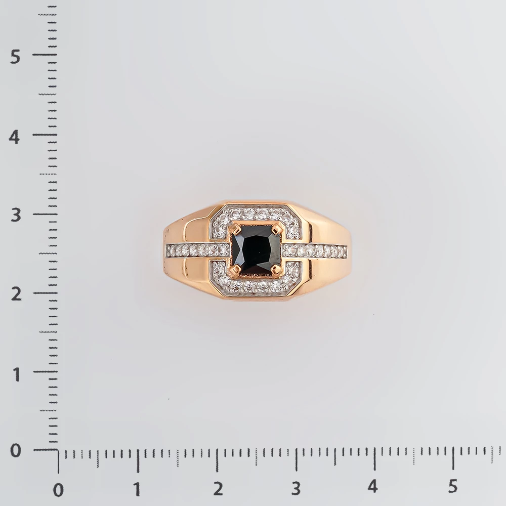 Кольцо с фианитом из красного золота 585 пробы