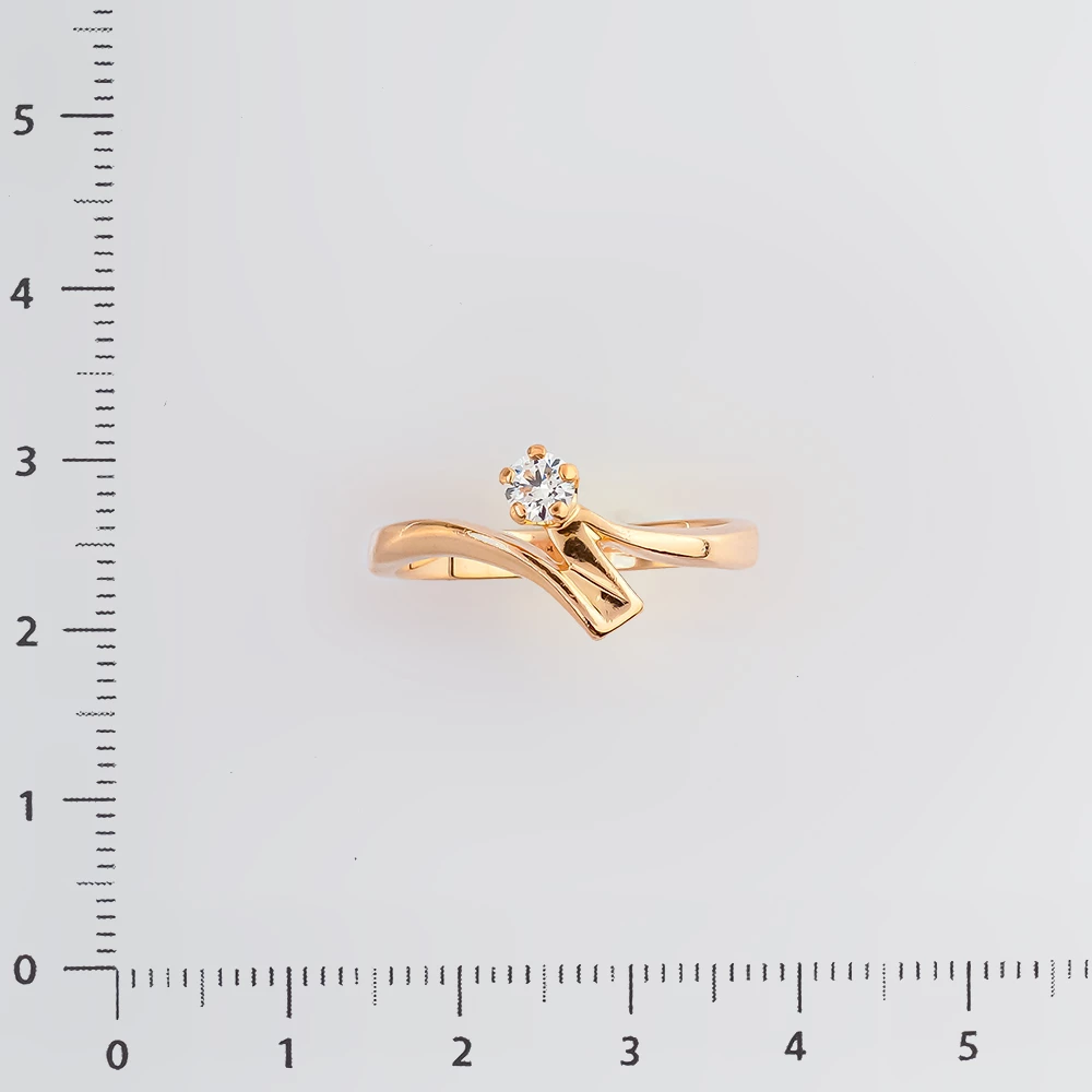 Кольцо с фианитом из красного золота 585 пробы