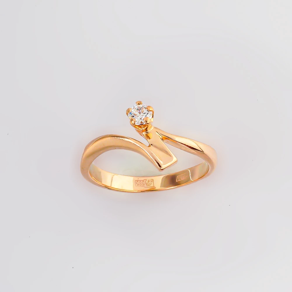 Кольцо с фианитом из красного золота 585 пробы