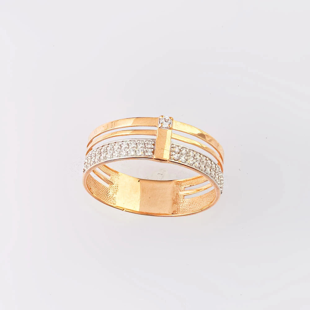 Кольцо с фианитом из красного золота 585 пробы