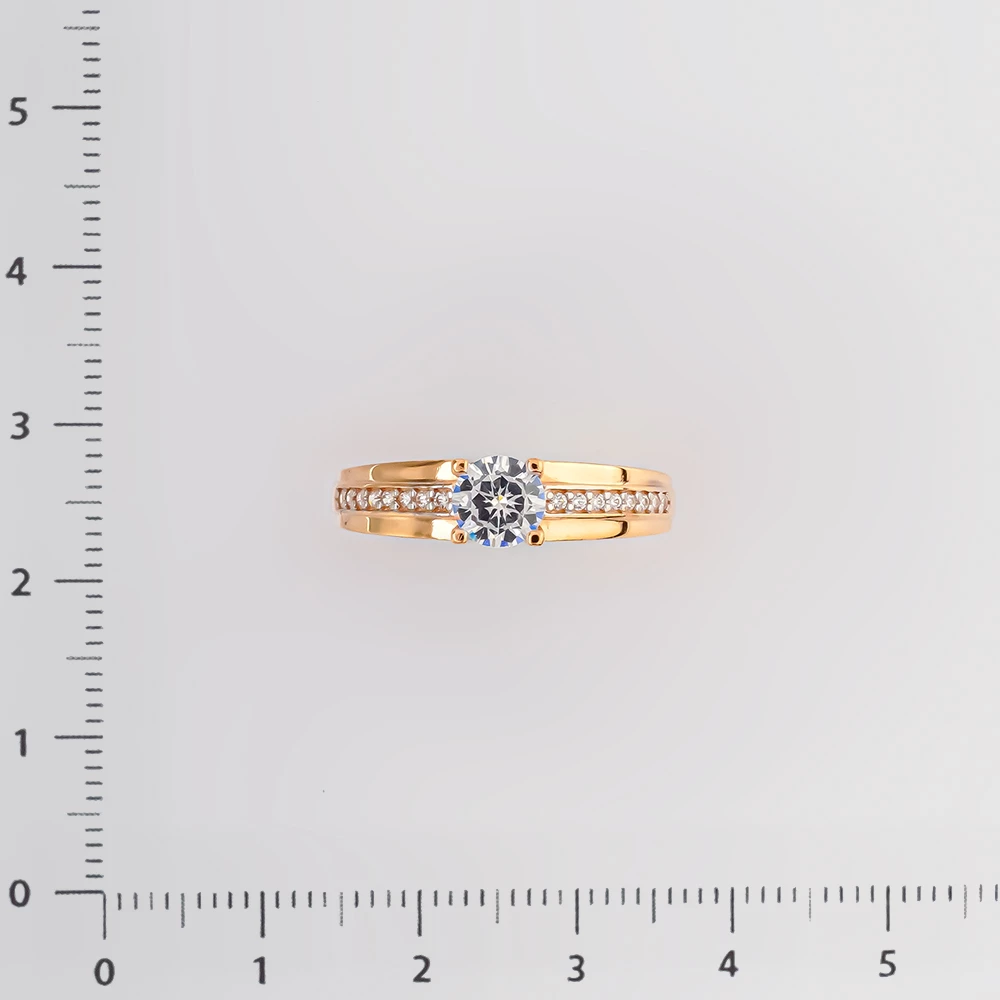 Кольцо с фианитом из красного золота 585 пробы