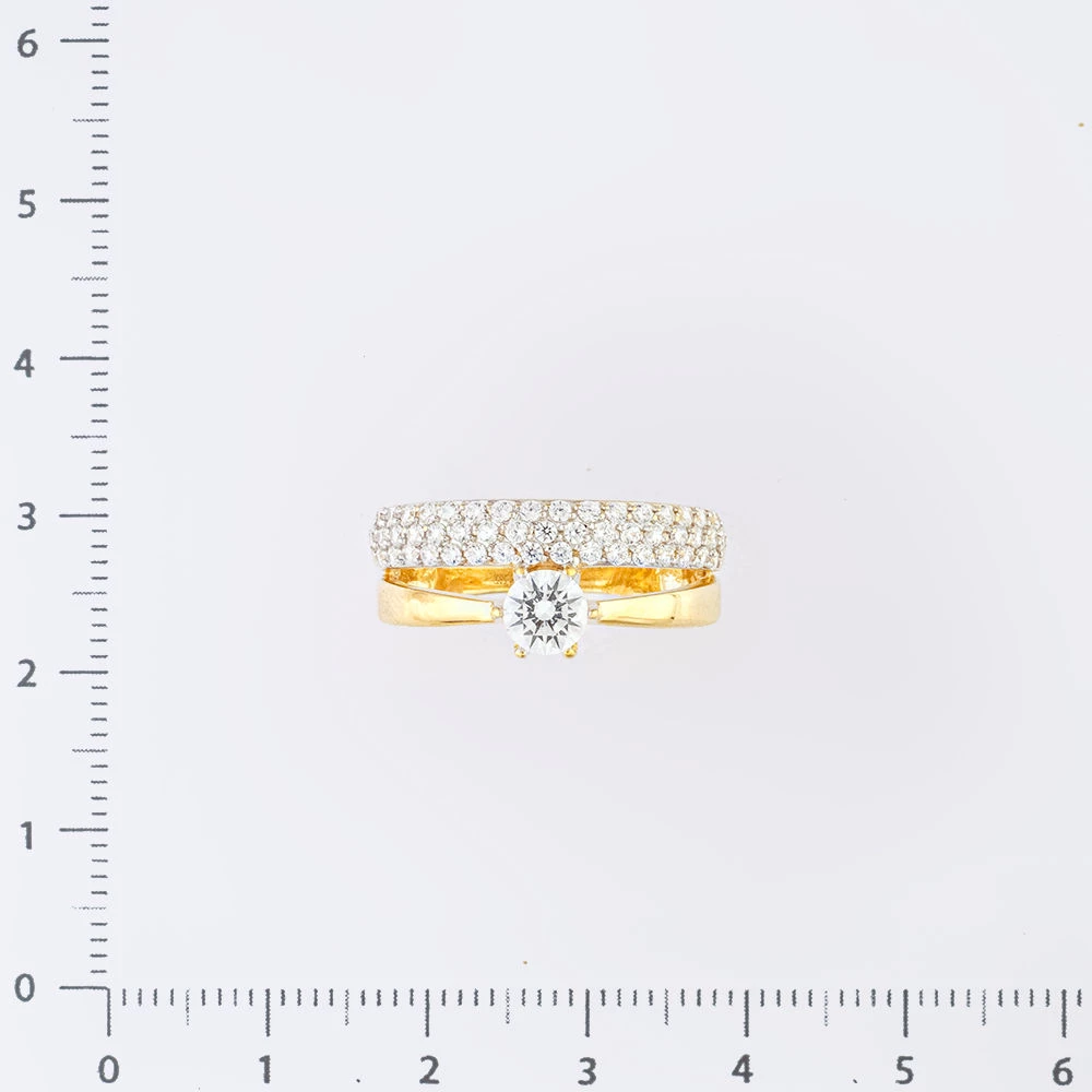 Кольцо с фианитом из желтого золота 585 пробы