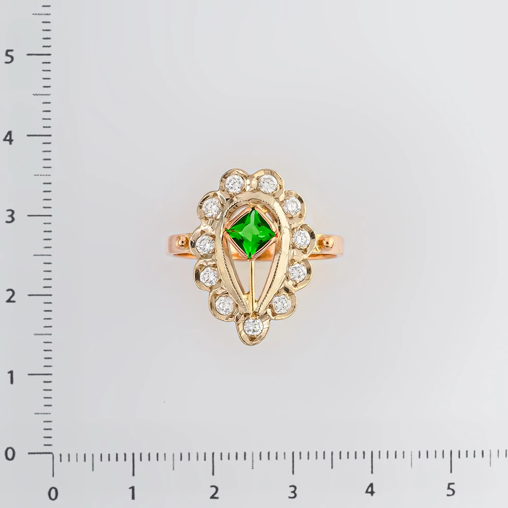 Кольцо с фианитом из красного золота 583 пробы