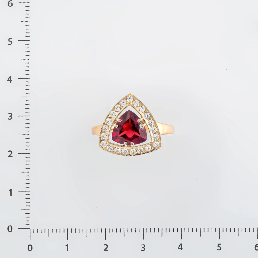 Кольцо с гранатом из красного золота 585 пробы