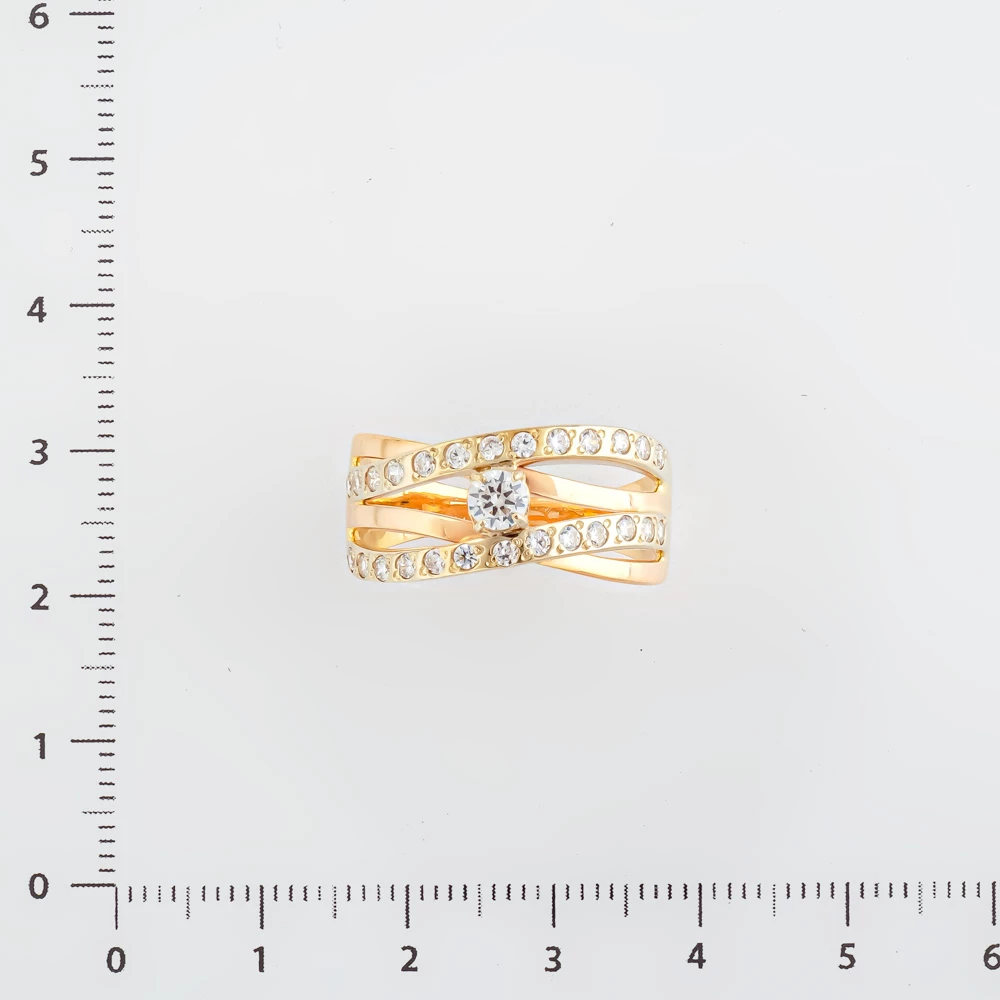 Кольцо с фианитом из красного золота 585 пробы