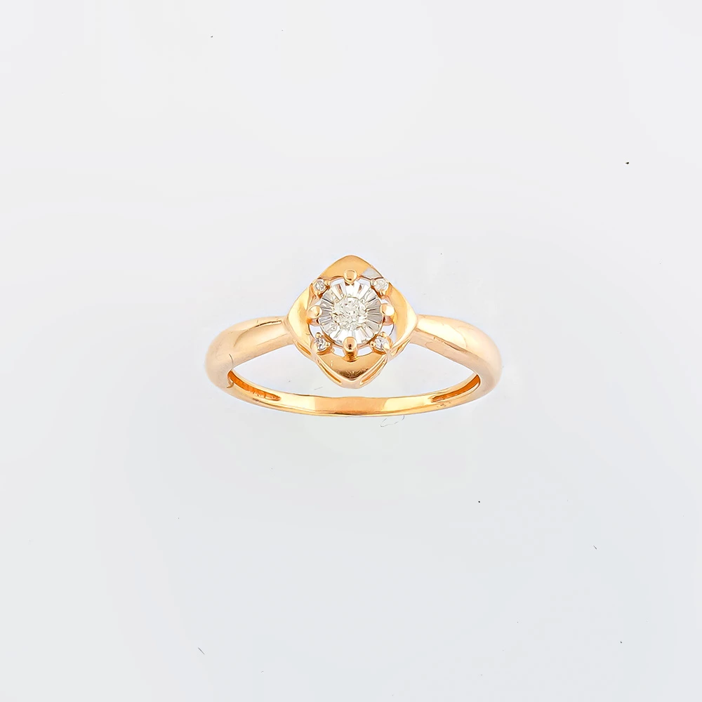 Кольцо с бриллиантом из красного золота 585 пробы