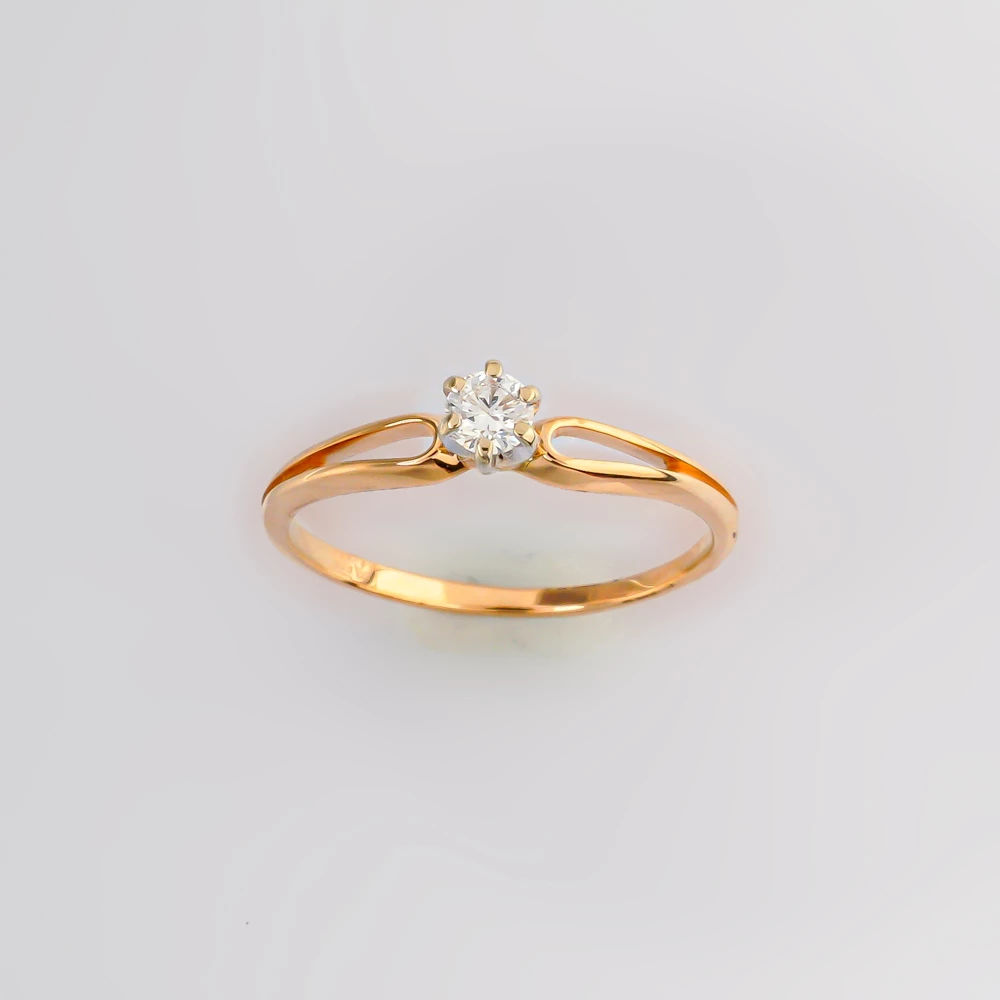 Кольцо с бриллиантом из красного золота 585 пробы