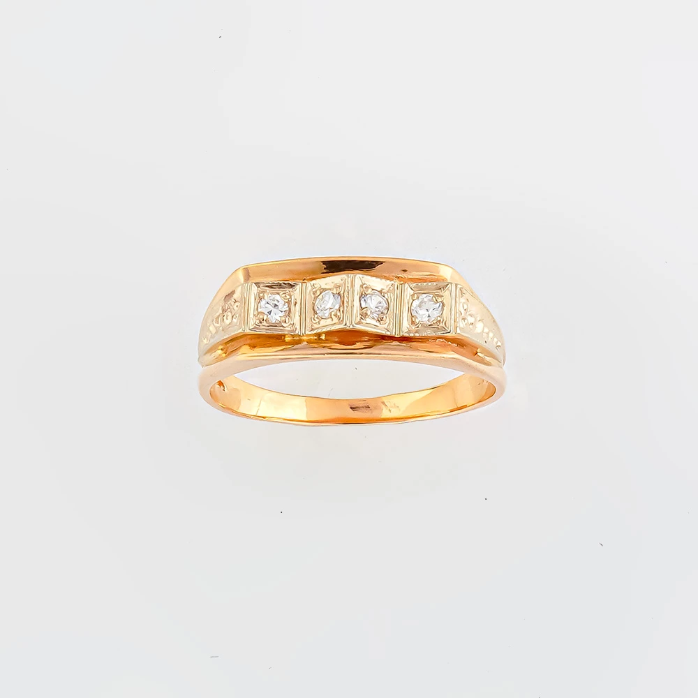 Кольцо с фианитом из красного золота 585 пробы