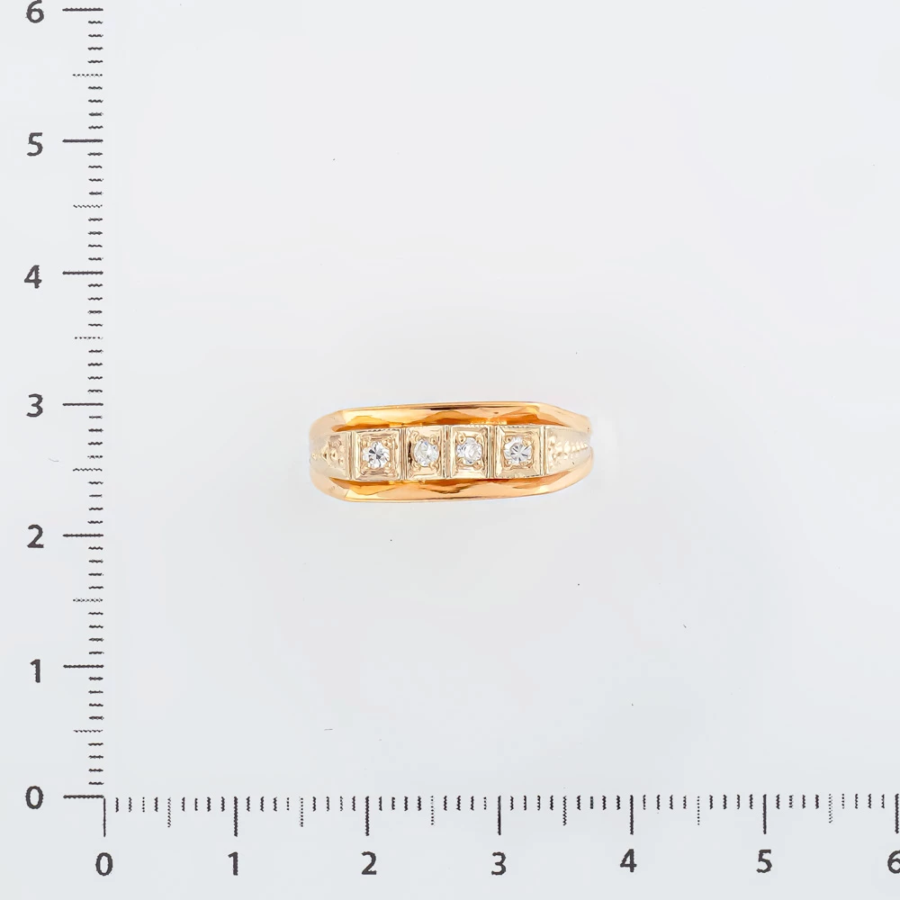 Кольцо с фианитом из красного золота 585 пробы